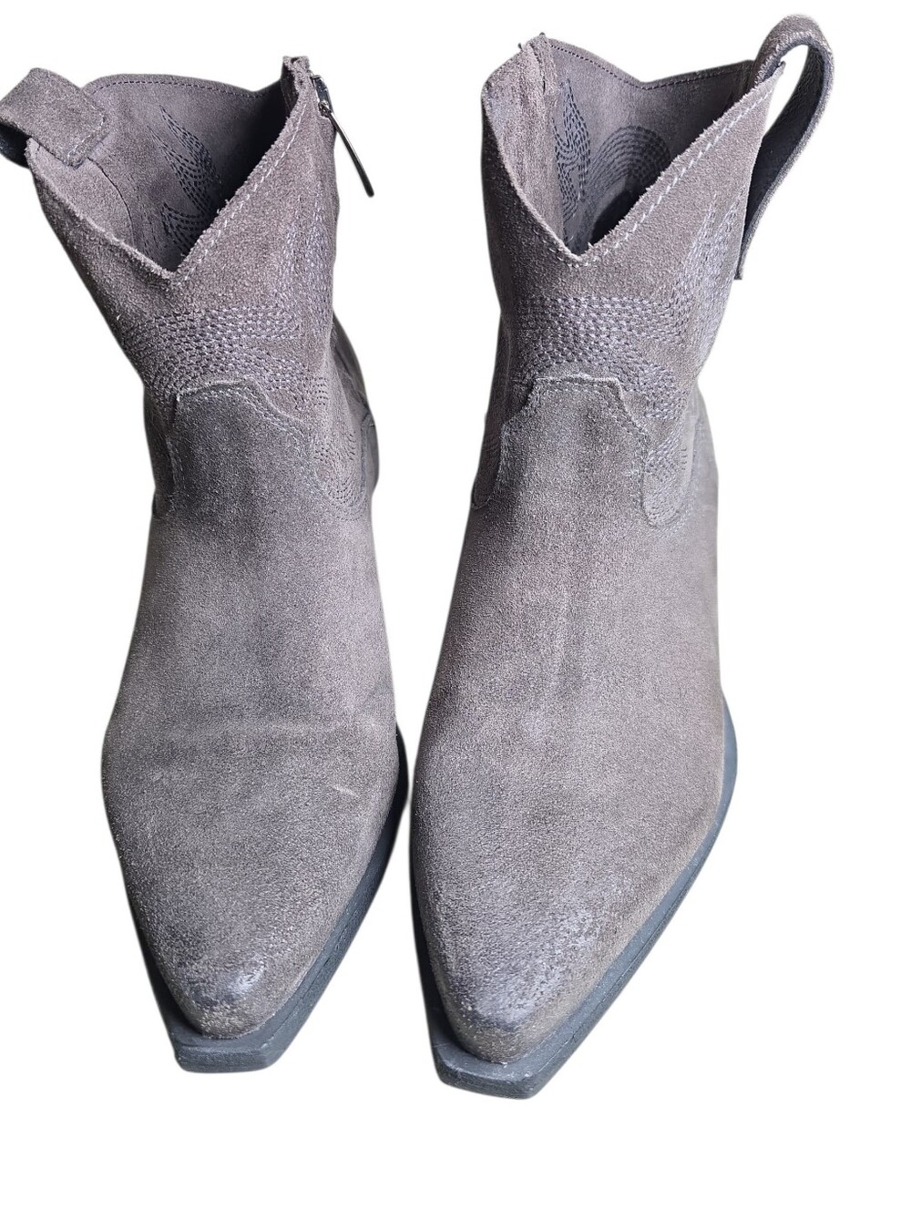 Sundance Gray Suede Western Ankle Boots Embroidered Made in Italy 38 US 8
